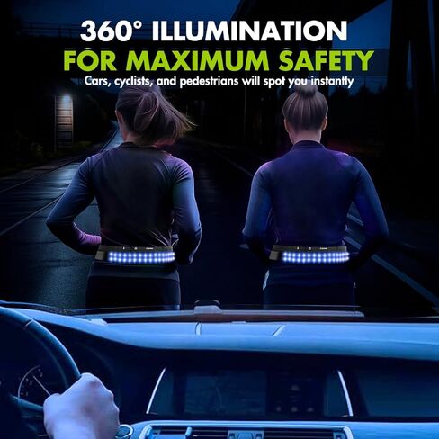 Colorway LED Belt - حزمة الخصر النهارية والليل ، شريط خفيف قابل للإزالة ، 3 أكياس لجميع الأساسيات ، معدات الجري العاكسة للرجال والنساء (قابلة لإعادة الشحن ، قابلة للغسل في الآلة) in Saudi Arabia