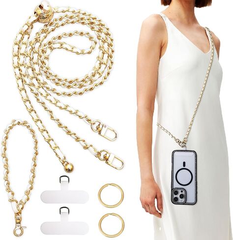 Universal Crossbody Phone Strap,Metal Cell Phone Chain Leather Anti-Theft Crossbody Lanyard in Kuwait
