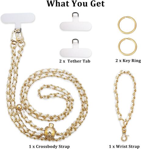 Universal Crossbody Phone Strap,Metal Cell Phone Chain Leather Anti-Theft Crossbody Lanyard in Kuwait