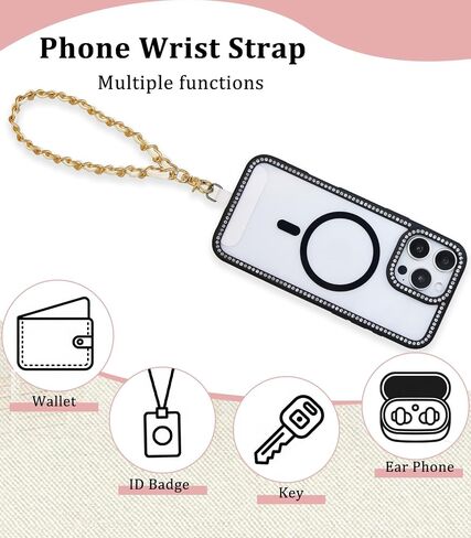 Universal Crossbody Phone Strap,Metal Cell Phone Chain Leather Anti-Theft Crossbody Lanyard in Kuwait