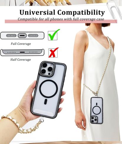 Universal Crossbody Phone Strap,Metal Cell Phone Chain Leather Anti-Theft Crossbody Lanyard in Kuwait