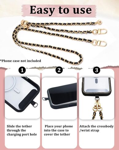Universal Crossbody Phone Strap,Metal Cell Phone Chain Leather Anti-Theft Crossbody Lanyard in Saudi Arabia