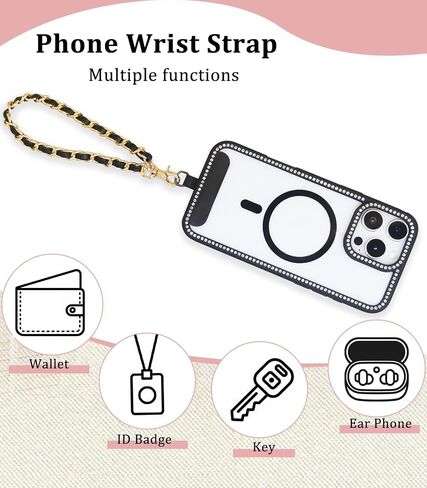 Universal Crossbody Phone Strap,Metal Cell Phone Chain Leather Anti-Theft Crossbody Lanyard in Saudi Arabia