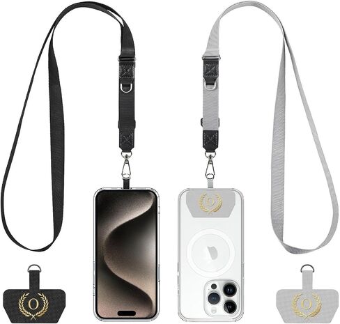 Cell Phone Lanyard 2 Pack-2×Adjustable Crossbody Strap,2×Letter Patches,Universal Neck Strap Compatible with Most Smartphones and Wallets Keys Travel Essentials Black/Gray(Letter A) in Saudi Arabia