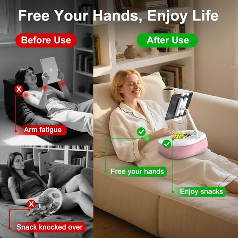 يقوم Bean-Draint Tablet Pillow Stand برفع ارتفاع الشاشة ، حامل قراءة خالي من اليدين ، مع وعاء للوجبات الخفيفة وقاعدة قابلة للفصل للسرير أو الأريكة ، متوافق مع Kindle و iPad و Ebok و Elebook و Tablet in Saudi Arabia