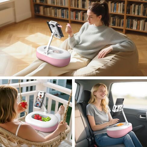 يقوم Bean-Draint Tablet Pillow Stand برفع ارتفاع الشاشة ، حامل قراءة خالي من اليدين ، مع وعاء للوجبات الخفيفة وقاعدة قابلة للفصل للسرير أو الأريكة ، متوافق مع Kindle و iPad و Ebok و Elebook و Tablet in Saudi Arabia