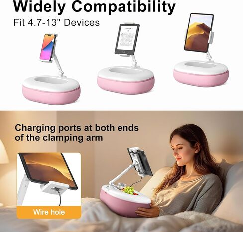 يقوم Bean-Draint Tablet Pillow Stand برفع ارتفاع الشاشة ، حامل قراءة خالي من اليدين ، مع وعاء للوجبات الخفيفة وقاعدة قابلة للفصل للسرير أو الأريكة ، متوافق مع Kindle و iPad و Ebok و Elebook و Tablet in Saudi Arabia