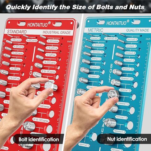 42 Nut and Bolt Thread Checker Standard and Metric,Bolt Size and Thread Gauge with 19 Standard & 15 Metric Bolt & 8 Drill Bit Gauge,Bolt and Nut Identifier Gauge in Saudi Arabia