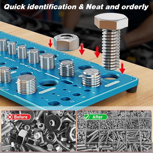 42 Nut and Bolt Thread Checker Standard and Metric,Bolt Size and Thread Gauge with 19 Standard & 15 Metric Bolt & 8 Drill Bit Gauge,Bolt and Nut Identifier Gauge in Saudi Arabia