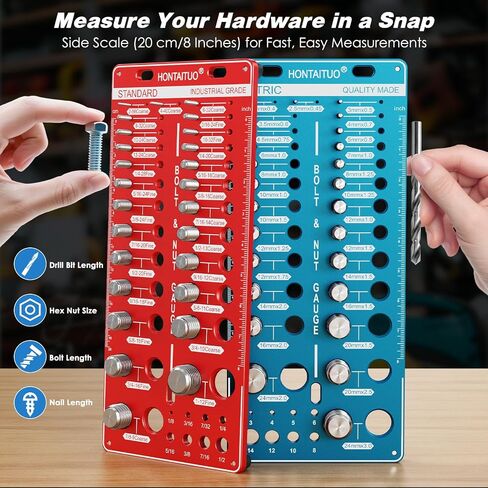 42 Nut and Bolt Thread Checker Standard and Metric,Bolt Size and Thread Gauge with 19 Standard & 15 Metric Bolt & 8 Drill Bit Gauge,Bolt and Nut Identifier Gauge in Saudi Arabia