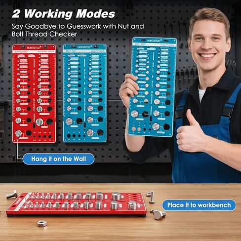 42 Nut and Bolt Thread Checker Standard and Metric,Bolt Size and Thread Gauge with 19 Standard & 15 Metric Bolt & 8 Drill Bit Gauge,Bolt and Nut Identifier Gauge in Saudi Arabia