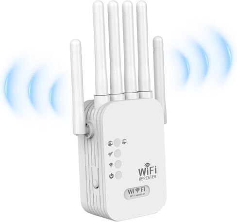 WiFi Extender Signal Booster, 2025 Best WiFi Extender with Ethernet Port, 1200Mbps WiFi Booster Dual Band 5GHz/2.4GHz, Up to 9800 Sq.ft and 60 Devices, Stable Internet Performance, 1-Tap Setup, White in Saudi Arabia