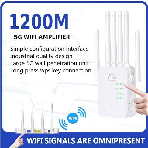 WiFi Extender Signal Booster, 2025 Best WiFi Extender with Ethernet Port, 1200Mbps WiFi Booster Dual Band 5GHz/2.4GHz, Up to 9800 Sq.ft and 60 Devices, Stable Internet Performance, 1-Tap Setup, White in Saudi Arabia