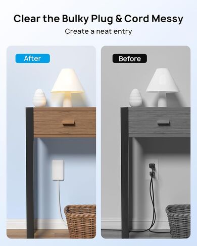 TROND Flat Power Strip with Outlet Cover, 3 AC Widely Spaced Wall USB Plug Extender, 5FT Extendable Outlet Extension Cord, Wall Mount Behind TV, Hidden Under in-Drawer Desk Cabinet Vanity Counter in Saudi Arabia