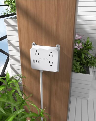 TROND Flat Power Strip with Outlet Cover, 3 AC Widely Spaced Wall USB Plug Extender, 5FT Extendable Outlet Extension Cord, Wall Mount Behind TV, Hidden Under in-Drawer Desk Cabinet Vanity Counter in Saudi Arabia
