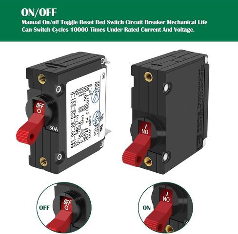 AC/DC Single Pole 20A Boat Magnetic Circuit Breaker A Series Red Toggle Switch- 20 Amp Protects Low Power Devices for Yachts, Motorhomes, Campers, Caravans, 2 Pack in Kuwait
