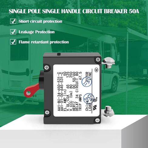 AC/DC Single Pole 20A Boat Magnetic Circuit Breaker A Series Red Toggle Switch- 20 Amp Protects Low Power Devices for Yachts, Motorhomes, Campers, Caravans, 2 Pack in Kuwait