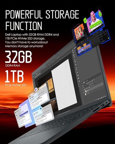 Dell Inspiron 15 Touchscreen Laptop-15.6 "عرض FHD ، Intel 10-Core I5-1334U (Beat I7-1250U) ، 32GB RAM ، 1TB PCIe SSD ، Windows 11 Pro ، Numeric Keypad ، Copilot ، WiFi 6 in Kuwait