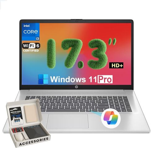 HP 2025 17-inch Laptop Computer - Intel 8-Core i3-N305, 17.3" HD+ Anti-Glare Display, Win 11 Pro, Ai Copilot, Numeric keypad, HDMI, Wi-Fi 6, for Business & Student, w/Accessories(32GB RAM | 1TB SSD) in Saudi Arabia