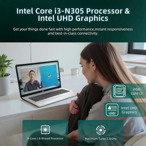 HP 2025 17-inch Laptop Computer - Intel 8-Core i3-N305, 17.3" HD+ Anti-Glare Display, Win 11 Pro, Ai Copilot, Numeric keypad, HDMI, Wi-Fi 6, for Business & Student, w/Accessories(32GB RAM | 1TB SSD) in Saudi Arabia