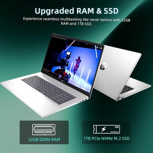 HP 2025 17-inch Laptop Computer - Intel 8-Core i3-N305, 17.3" HD+ Anti-Glare Display, Win 11 Pro, Ai Copilot, Numeric keypad, HDMI, Wi-Fi 6, for Business & Student, w/Accessories(32GB RAM | 1TB SSD) in Saudi Arabia
