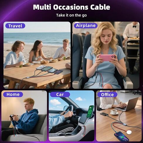4 in 2 Multi Charging Cable, USB A/C Charging Cords for Multiple Devices in Kuwait