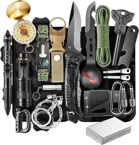 20 in 1 Survival Kit for Men - Emergency & Outdoor Camping Gear, Compact Survival Tools, Essential Camping Accessories, Durable Multi-Tool Set, Practical Gift for Dad, Husband, Outdoorsmen in Saudi Arabia