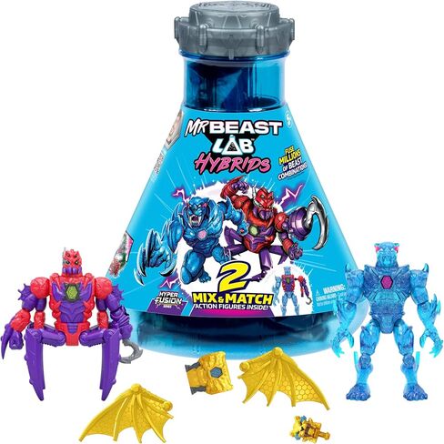 Mrbeast Lab Hybrids Multi Pack ، تكشف عن أجزاء هجينة مختلفة لإنشاء شخصين مزيج ومطابقة ، بالإضافة إلى أجزاء من Dragon Golden Panther ، Fuse Beast ، Spider vs Energy Panther in Kuwait