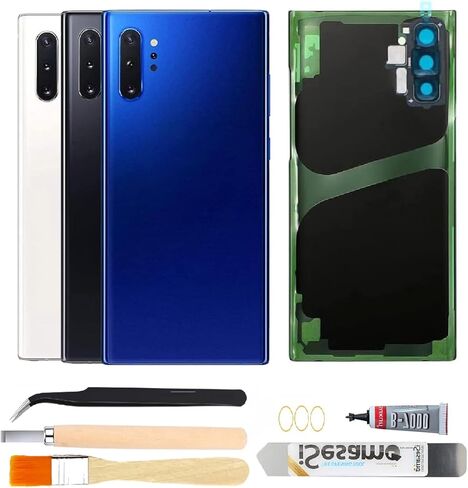 استبدال الزجاج الخلفي الخلفي لـ Samsung Galaxy Note 10 Plus مع عدسة كاميرا زجاجية + لاصق + مجموعات أدوات إصلاح (هالة زرقاء) in Kuwait