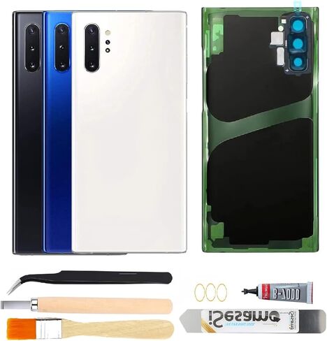 استبدال الزجاج الخلفي الخلفي لـ Samsung Galaxy Note 10 Plus مع عدسة كاميرا زجاجية + لاصق + مجموعات أدوات إصلاح (هالة زرقاء) in Kuwait