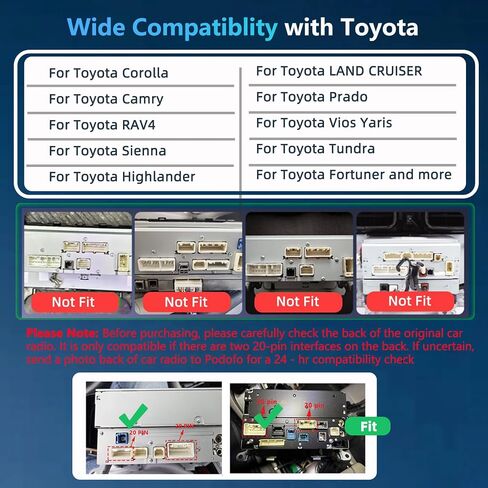 for Toyora Car Radio JBL Wiring Harness 16 Pin Adapter Compatible with Toyota Camry Corolla RAV4 Highlander Land Cruiser Prado Vios Yaris Sienna, Canbus, Steering Wheel Control in Saudi Arabia