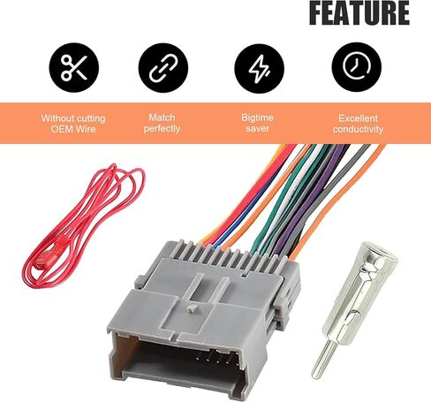 3PCS Car Radio Wiring Harness Kit, Car Stereo Radio Audio Receiver Wiring Harness Kit, Audio Modified Pigtail Connector Plug, Compatible with Chevy, GMC, Buick, Hummer in Saudi Arabia