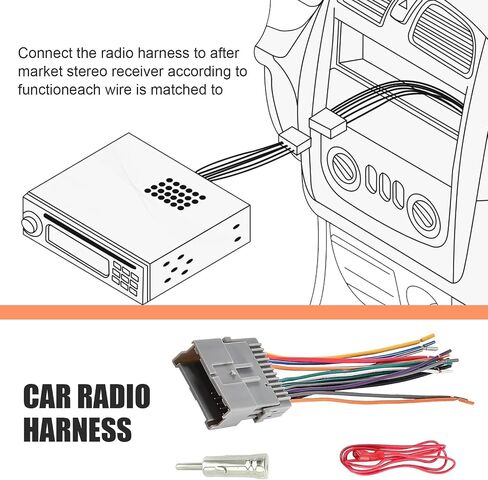 3PCS Car Radio Wiring Harness Kit, Car Stereo Radio Audio Receiver Wiring Harness Kit, Audio Modified Pigtail Connector Plug, Compatible with Chevy, GMC, Buick, Hummer in Saudi Arabia