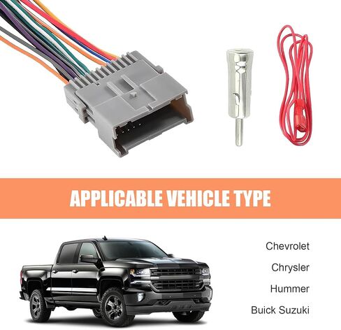 3PCS Car Radio Wiring Harness Kit, Car Stereo Radio Audio Receiver Wiring Harness Kit, Audio Modified Pigtail Connector Plug, Compatible with Chevy, GMC, Buick, Hummer in Saudi Arabia