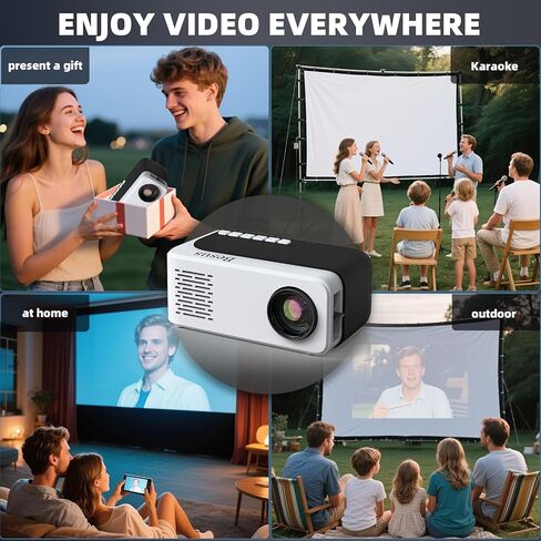 Mini Projector, HD 1080P WiFi Video Projector, Portable Outdoor Projector with Tripod, Gift for Kids, Home Theater Movie Phone Projector Compatible with USB, AV, Smartphone/Tablet/Laptop (pink) in Saudi Arabia