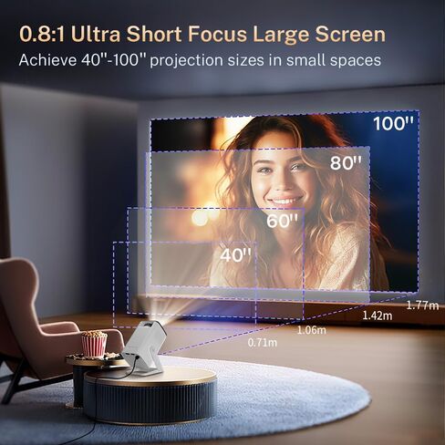 Projector Smart Android OS ، محلي 1080 بكسل كامل الدعم 4K الدعم 12000 ، التطبيقات المدمجة ، FOCUSER ELECTRY و AUTO KEYSTONE PORPERATION مع Dolby Sound ، WiFi & Bluetooth ، متوافق مع iOS/HDMI in Kuwait