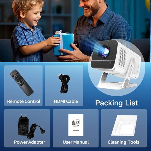Projector Smart Android OS ، محلي 1080 بكسل كامل الدعم 4K الدعم 12000 ، التطبيقات المدمجة ، FOCUSER ELECTRY و AUTO KEYSTONE PORPERATION مع Dolby Sound ، WiFi & Bluetooth ، متوافق مع iOS/HDMI in Kuwait