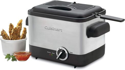 Cuisinart CDF-100 Compact 1.1-Liter Deep Fryer, Brushed Stainless Steel - Silver (Renewed) in Saudi Arabia