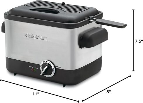 Cuisinart CDF-100 Compact 1.1-Liter Deep Fryer, Brushed Stainless Steel - Silver (Renewed) in Saudi Arabia