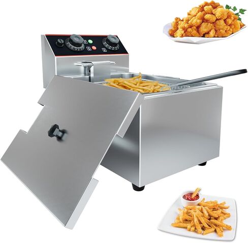 Commercial Deep Fryer with Basket, 11.55 QT/11 L Stainless Steel Electric Countertop Fryer with Temperature Control for Restaurant and Home Use, 1500 W in Kuwait