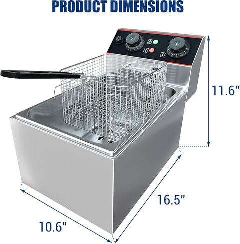 Commercial Deep Fryer with Basket, 11.55 QT/11 L Stainless Steel Electric Countertop Fryer with Temperature Control for Restaurant and Home Use, 1500 W in Kuwait