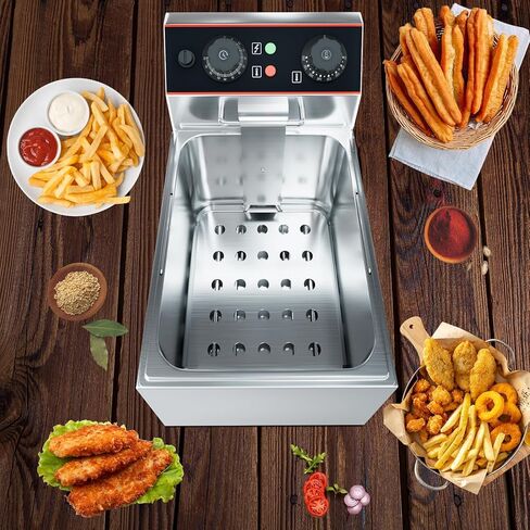 Commercial Deep Fryer with Basket, 11.55 QT/11 L Stainless Steel Electric Countertop Fryer with Temperature Control for Restaurant and Home Use, 1500 W in Kuwait
