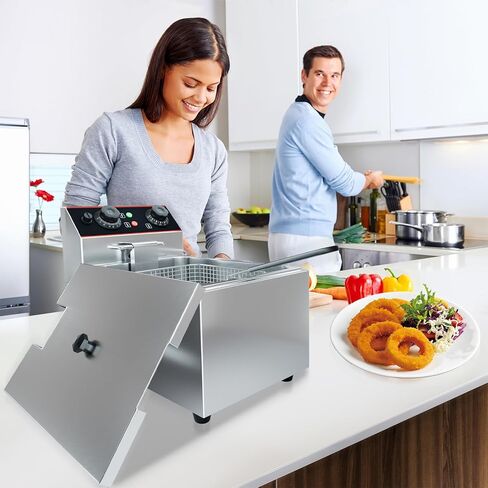 Commercial Deep Fryer with Basket, 11.55 QT/11 L Stainless Steel Electric Countertop Fryer with Temperature Control for Restaurant and Home Use, 1500 W in Kuwait