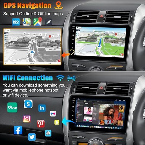 Android 13 Car Stereo for Toyota Corolla 2009-2013 with Wireless Carplay& Android Auto, 9 Inch Corolla Car Radio Support Buetooth5.2/Voice Control/5G WiFi/GPS/Backup Camera/SWC/FM IPS Screen,4+64GB in Saudi Arabia