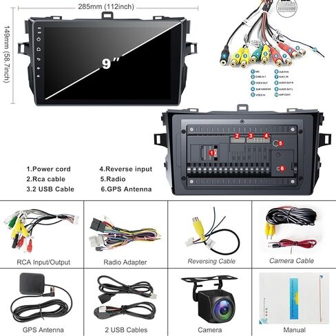 Android 13 Car Stereo for Toyota Corolla 2009-2013 with Wireless Carplay& Android Auto, 9 Inch Corolla Car Radio Support Buetooth5.2/Voice Control/5G WiFi/GPS/Backup Camera/SWC/FM IPS Screen,4+64GB in Saudi Arabia