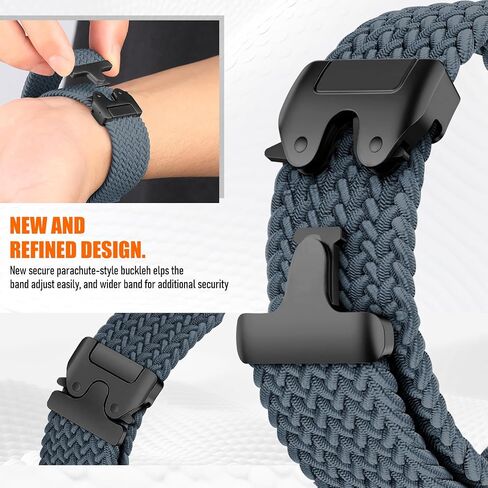 Braided Stretchy Band for Fitbit Versa 4/Versa 3/Sense 2/Sense Watch Band Women Men,Parachute-style Buckle Nylon Sport Wristband Soft Fabric Elastic Loop Strap Accessories for Versa 4/3 in Kuwait