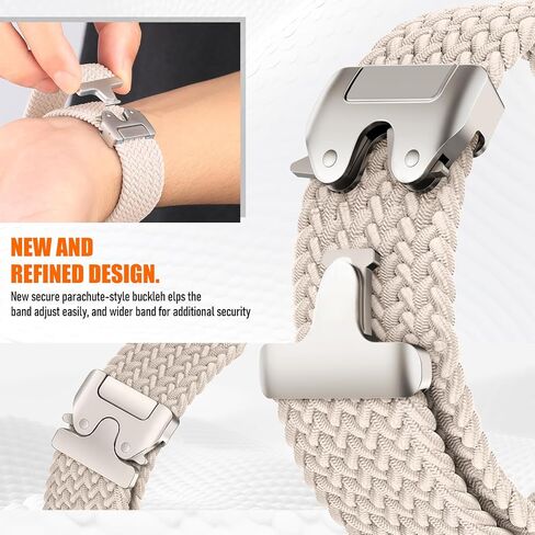 Braided Stretchy Band for Fitbit Versa 4/Versa 3/Sense 2/Sense Watch Band Women Men,Parachute-style Buckle Nylon Sport Wristband Soft Fabric Elastic Loop Strap Accessories for Versa 4/3 in Kuwait