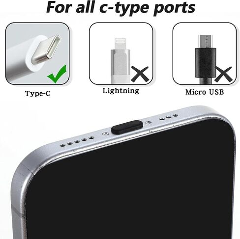 20 Pcs USB C Dust Cover, USB C Plug Cover, Silicone Dust - Proof Charging Port Cover, USBC Dust Plug, with Cleaning Brush, Suitable for Most Mobile Phone Tablet Accessories, Black, White in Saudi Arabia