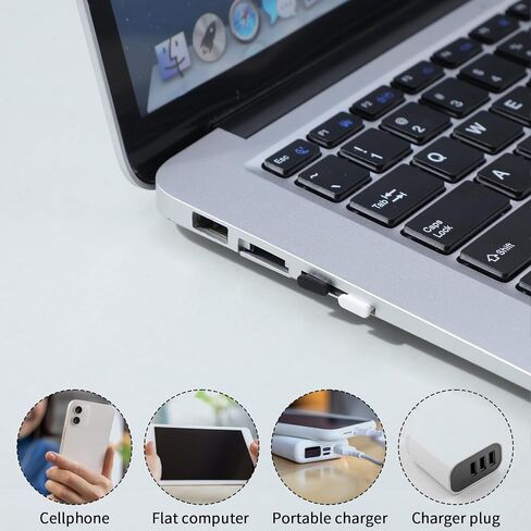 20 Pcs USB C Dust Cover, USB C Plug Cover, Silicone Dust - Proof Charging Port Cover, USBC Dust Plug, with Cleaning Brush, Suitable for Most Mobile Phone Tablet Accessories, Black, White in Saudi Arabia