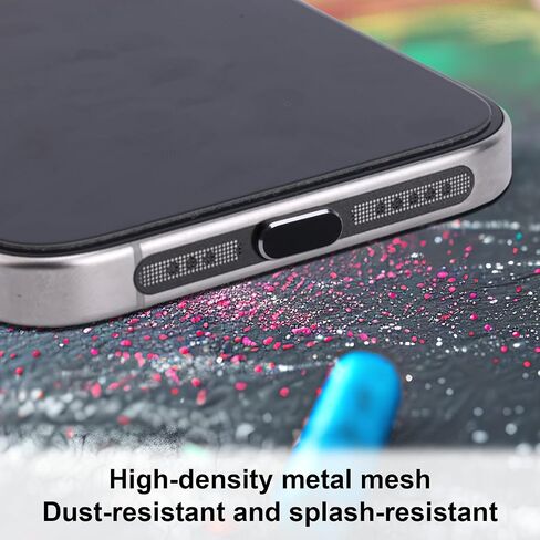 4pcs USB C Dust Plugs ، واقي شحن منفذ Type-C مع مكبر صوت يغطي ملحقات الهاتف لـ iPhone 15/16 15/16 (Plus/Pro/Pro Max) (أسود) in Saudi Arabia